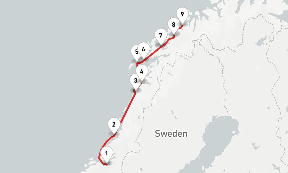 2 nights / 3 days, one-way from Trondheim to Tromso