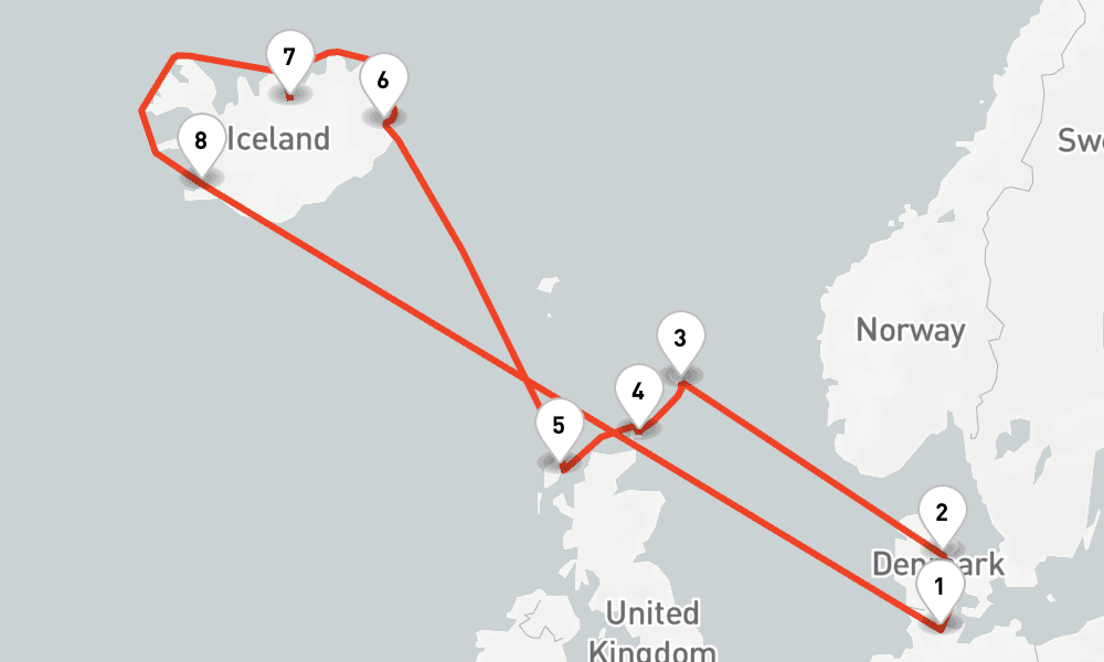 14 nights / 15 days, Kiel Round trip