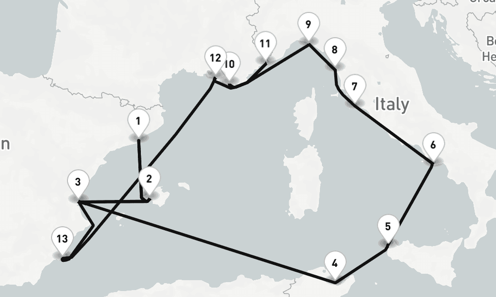 18 nights / 19 days, Barcelona Round trip