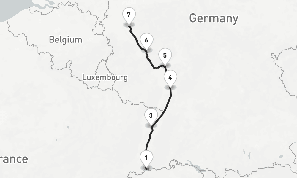 7 nights / 8 days, one-way from Basel to Cologne