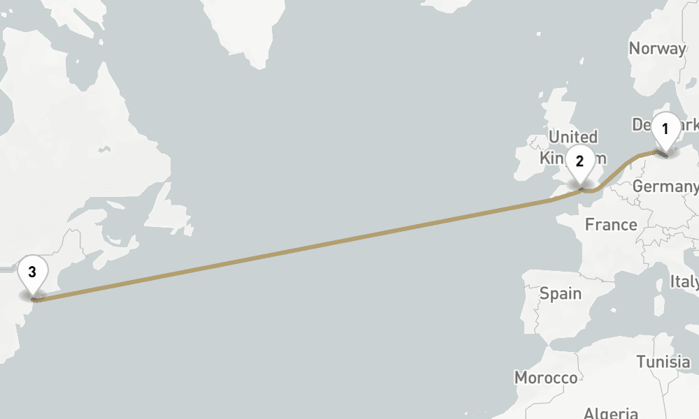 9 nights / 10 days, one-way from Hamburg to New York (Cape Liberty NYC)