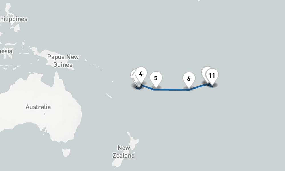 13 nights / 14 days, one-way from Lautoka to Papeete (Tahiti Island, French Polynesia)