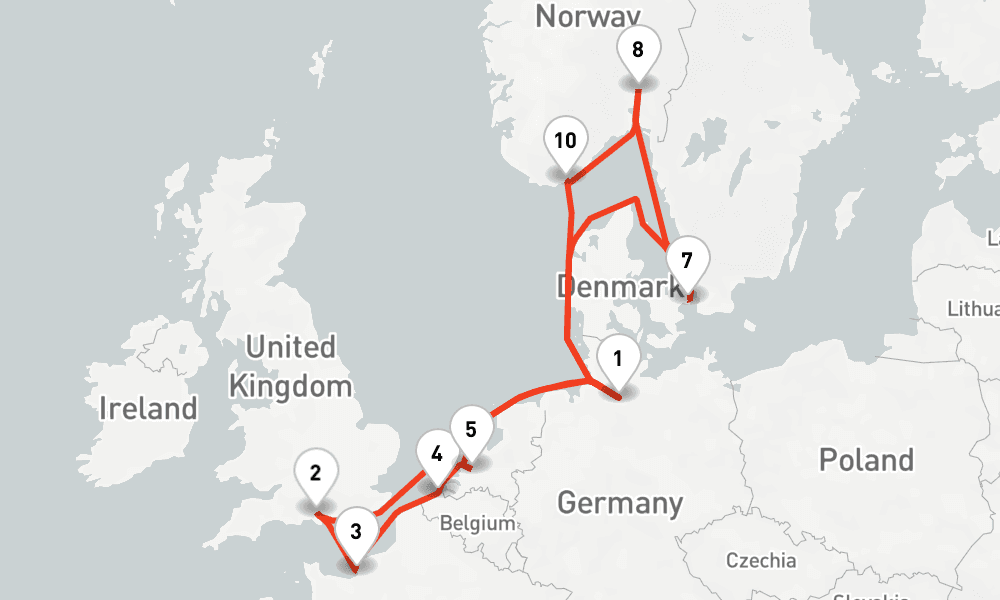 14 nights / 15 days, Hamburg Round trip