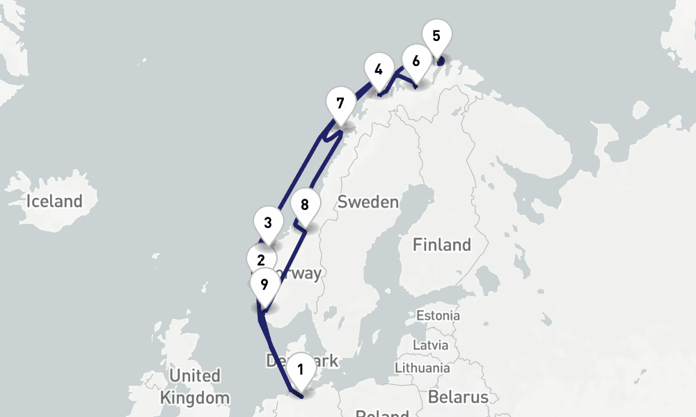 15 nights / 16 days, Hamburg Round trip