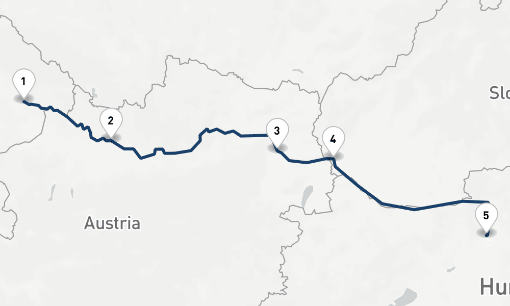 5 nights / 6 days, one-way from Vilshofen an der Donau to Budapest