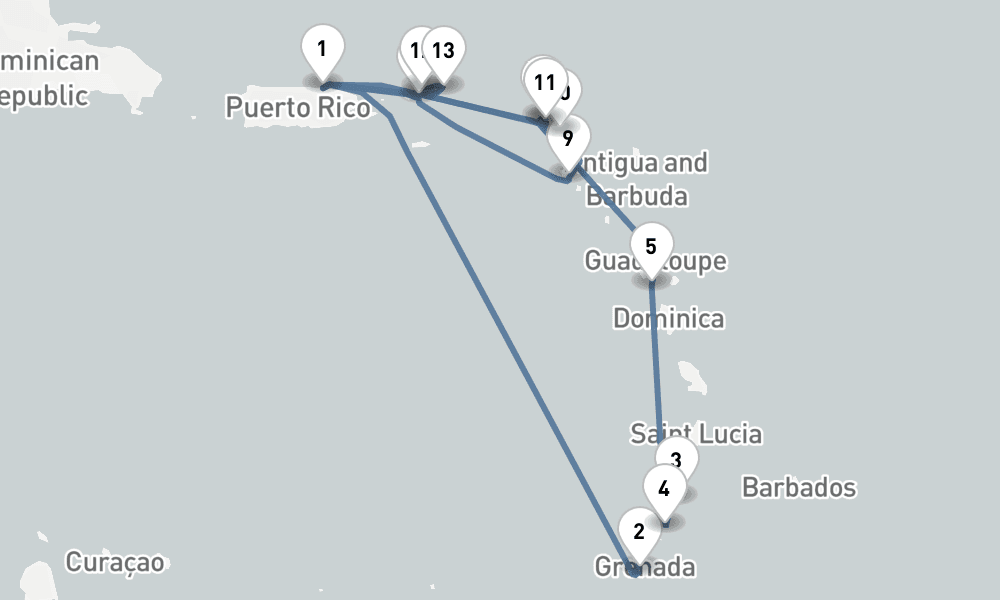 14 nights / 15 days, San Juan (Puerto Rico) Round trip
