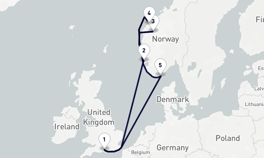 7 nights / 8 days, Southampton (England) Round trip