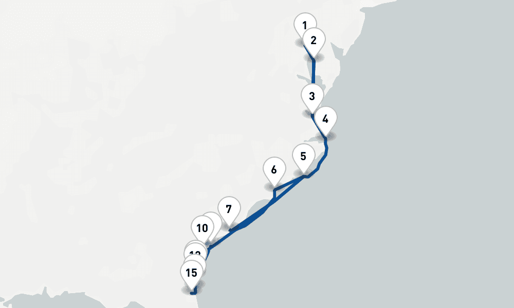 14 nights / 15 days, one-way from Baltimore (Maryland) to Jacksonville (JAXPORT, Florida)