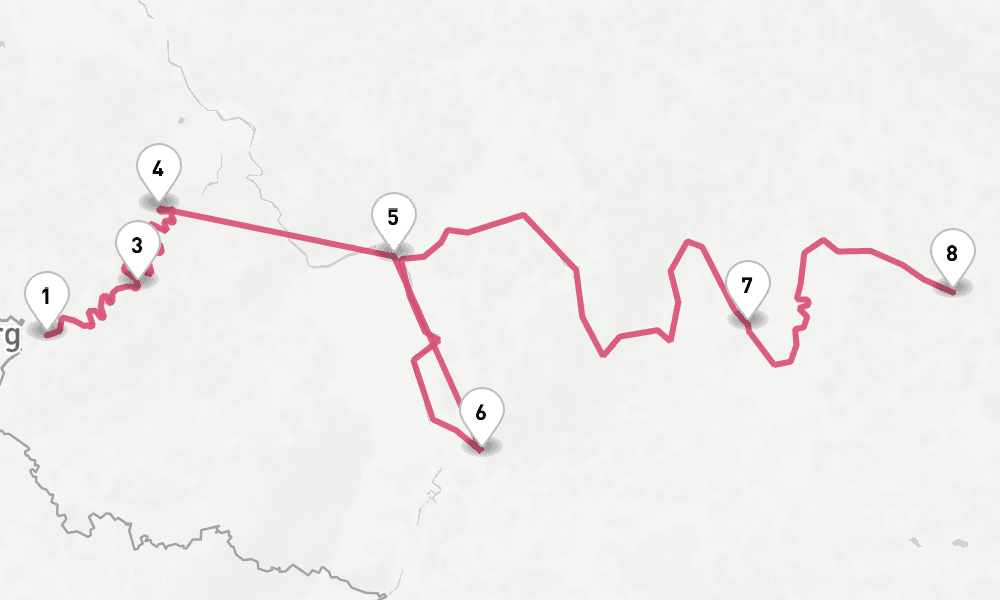 7 nights / 8 days, one-way from Trier to Bamberg
