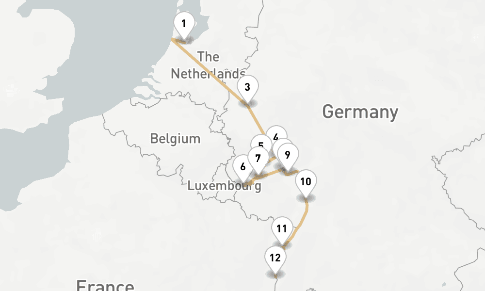 10 nights / 11 days, one-way from Amsterdam (Holland) to Breisach am Rhein