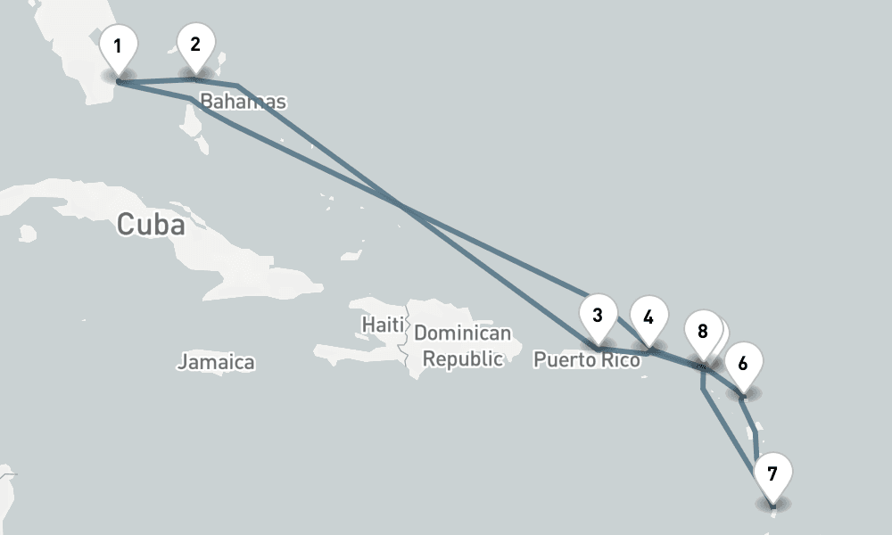 11 nights / 12 days, Miami (Florida) Round trip