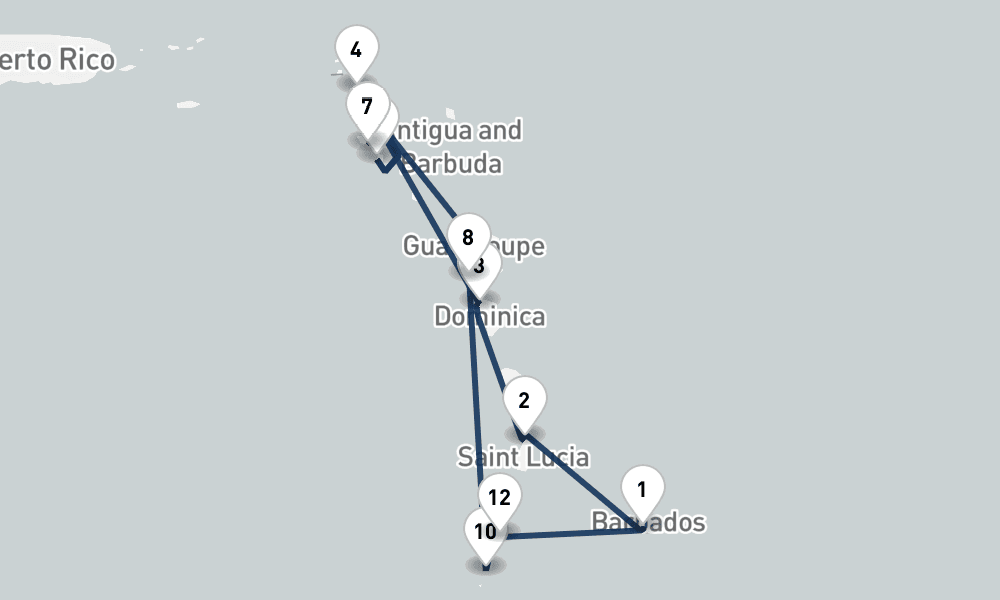 11 nights / 12 days, Bridgetown (Barbados) Round trip