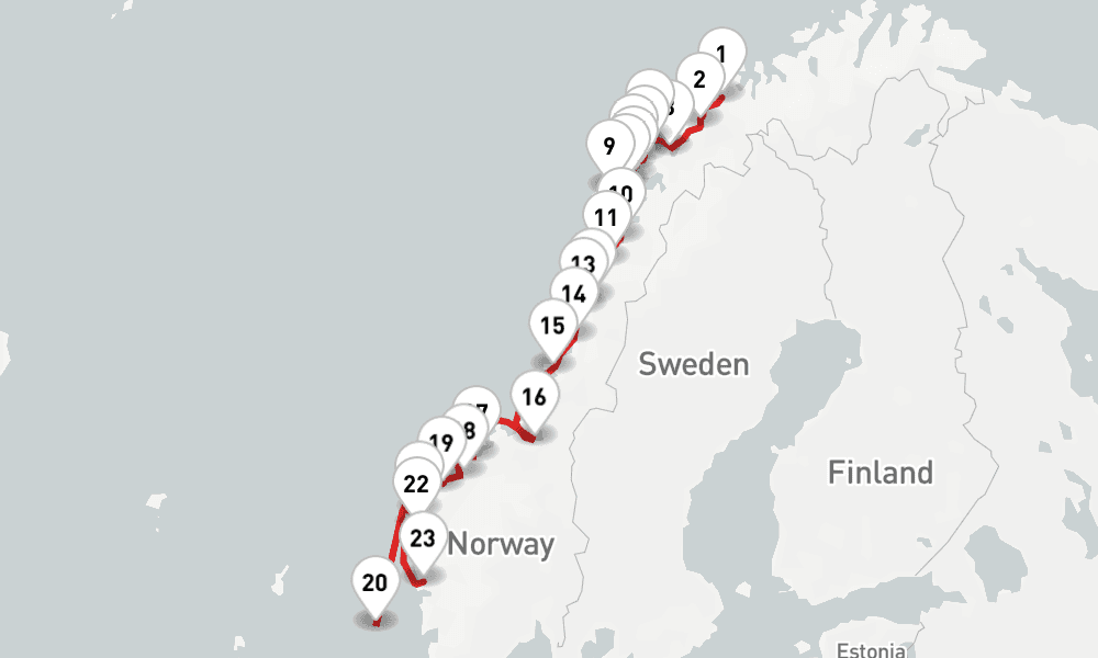 3 nights / 4 days, one-way from Tromso to Bergen