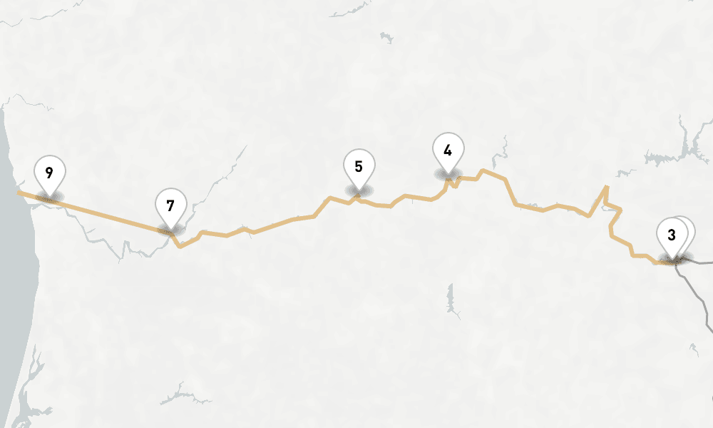 6 nights / 7 days, one-way from Vega de Terron to Porto