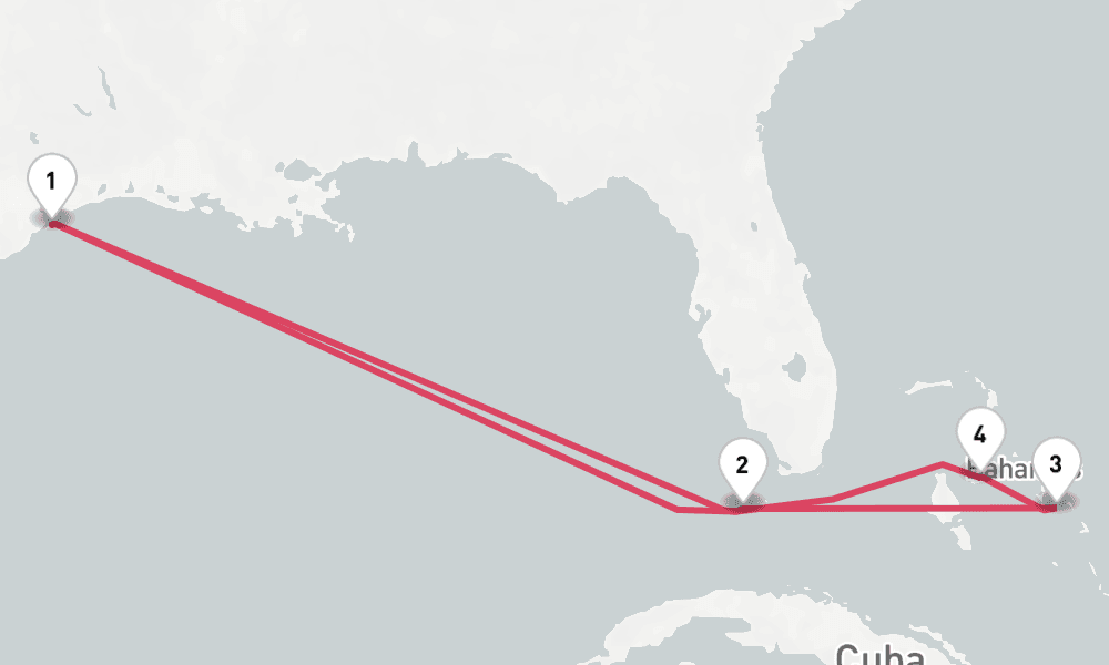 8 nights / 9 days, Galveston (Texas) Round trip