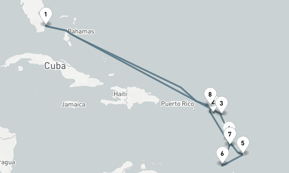 12 nights / 13 days, Miami (Florida) Round trip