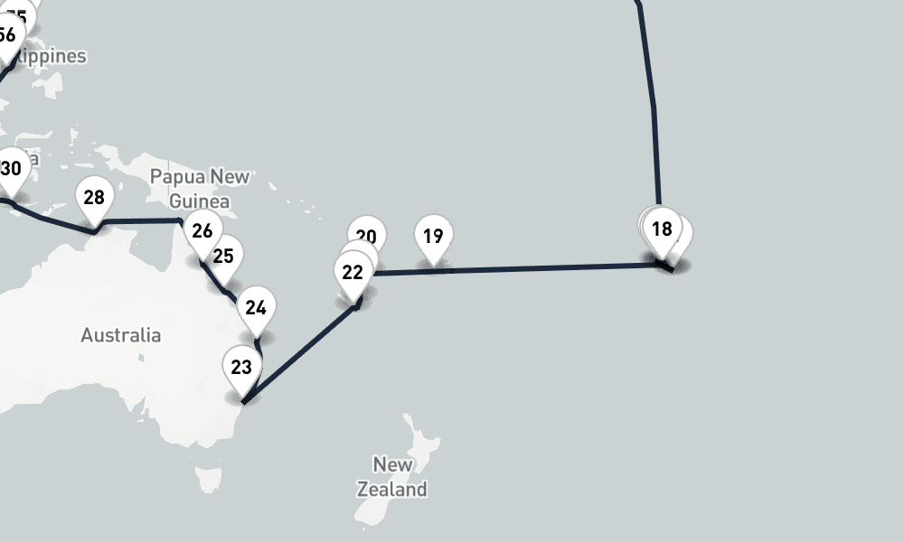 126 nights / 127 days, one-way from Miami (Florida) to Doha