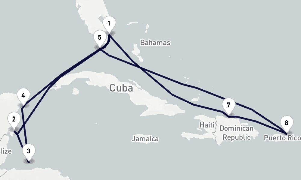 14 nights / 15 days, Miami (Florida) Round trip