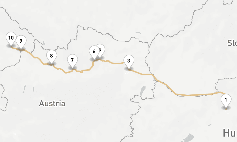 7 nights / 8 days, one-way from Budapest to Vilshofen an der Donau