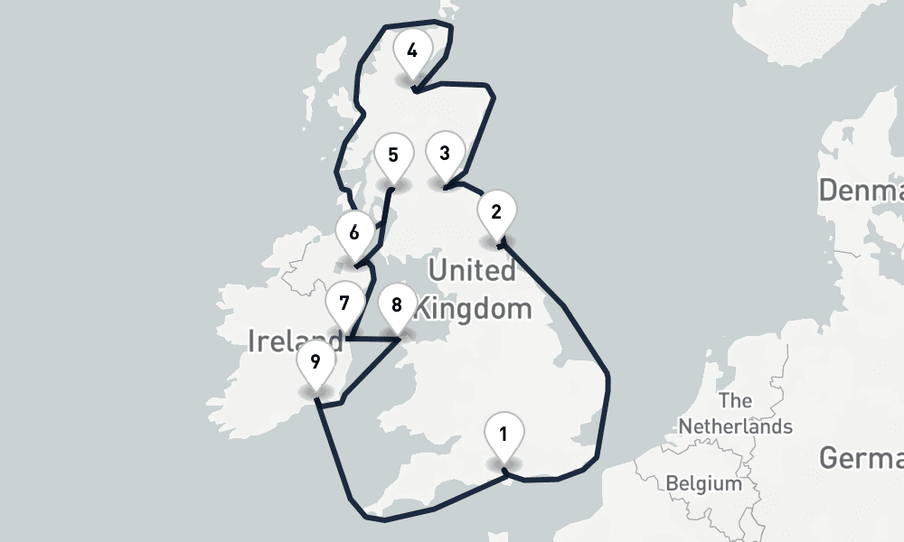 12 nights / 13 days, Southampton (England) Round trip