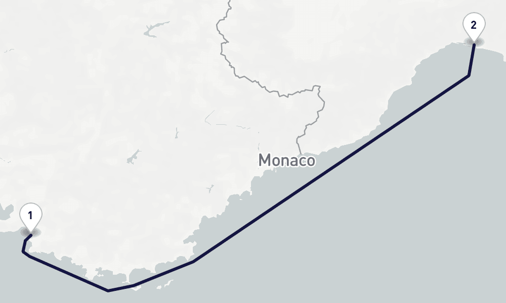 1 nights / 2 days, one-way from Marseille to Genoa