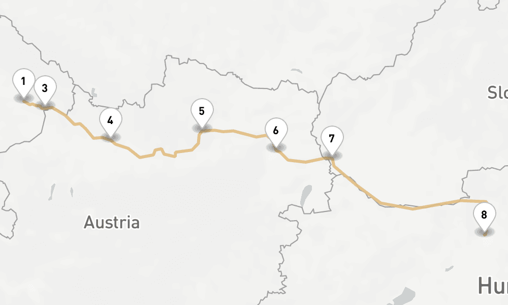 7 nights / 8 days, one-way from Vilshofen an der Donau to Budapest