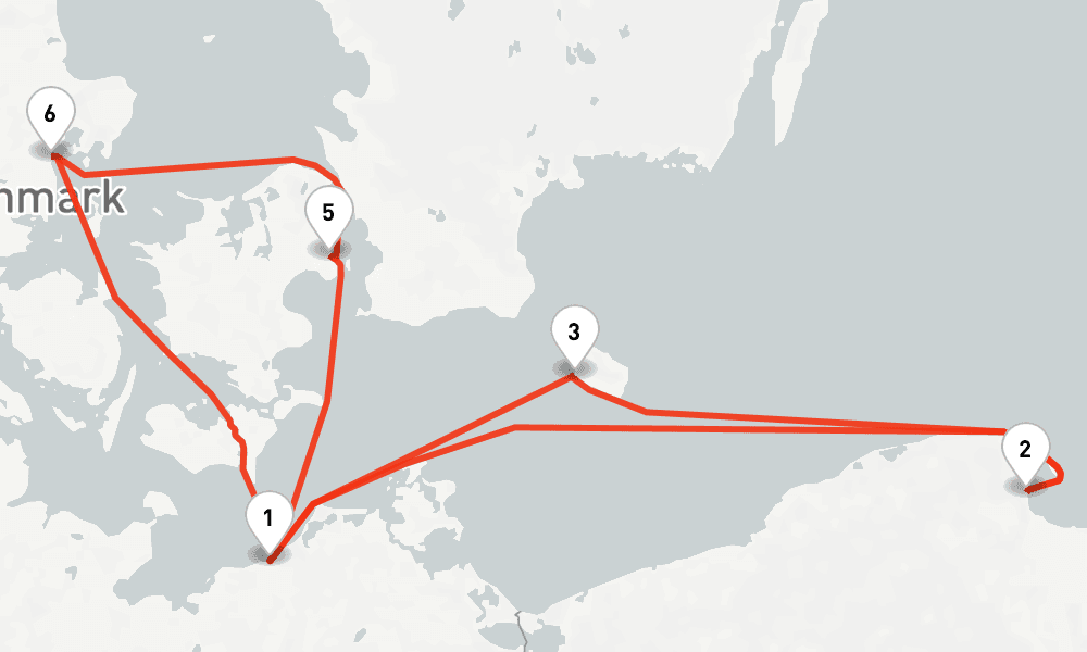 7 nights / 8 days, Warnemunde (Rostock, Germany) Round trip