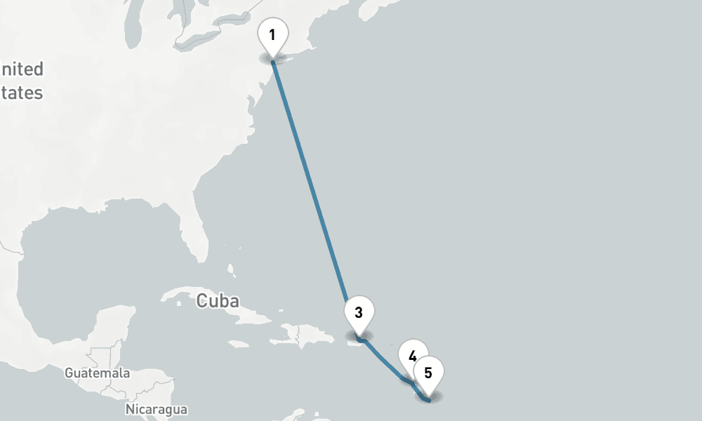 12 nights / 13 days, one-way from New York (Cape Liberty NYC) to Bridgetown (Barbados)