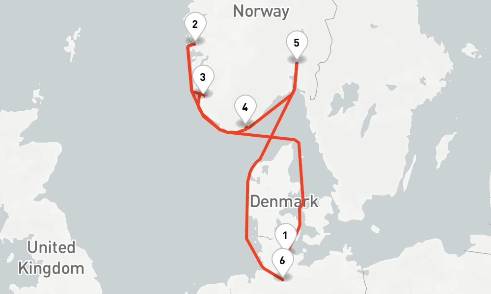 7 nights / 8 days, one-way from Kiel to Hamburg