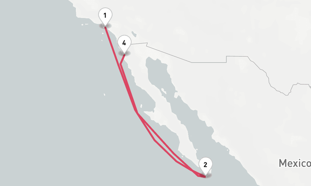 6 nights / 7 days, one-way from Los Angeles (San Pedro / Long Beach) to Ensenada (Baja California Mexico)