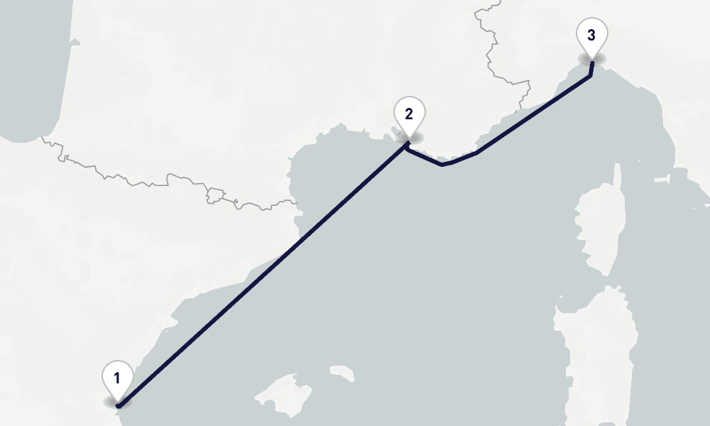 2 nights / 3 days, one-way from Valencia to Genoa