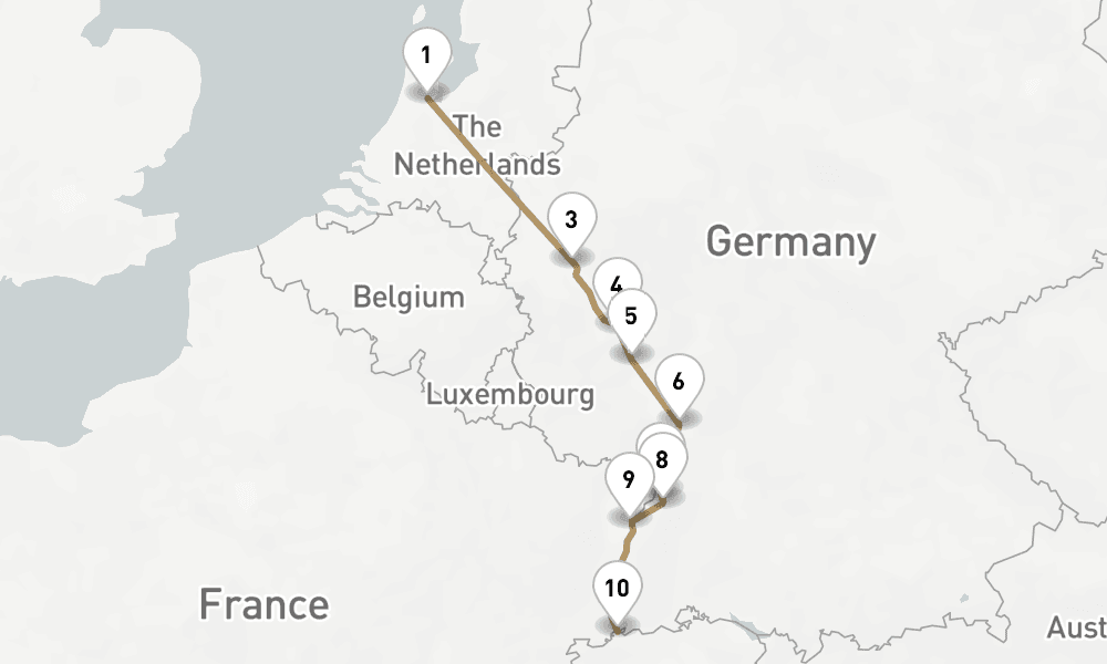 7 nights / 8 days, one-way from Amsterdam (Holland) to Basel