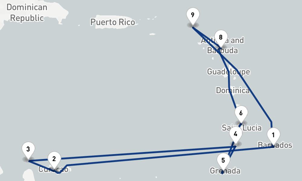 14 nights / 15 days, Bridgetown (Barbados) Round trip