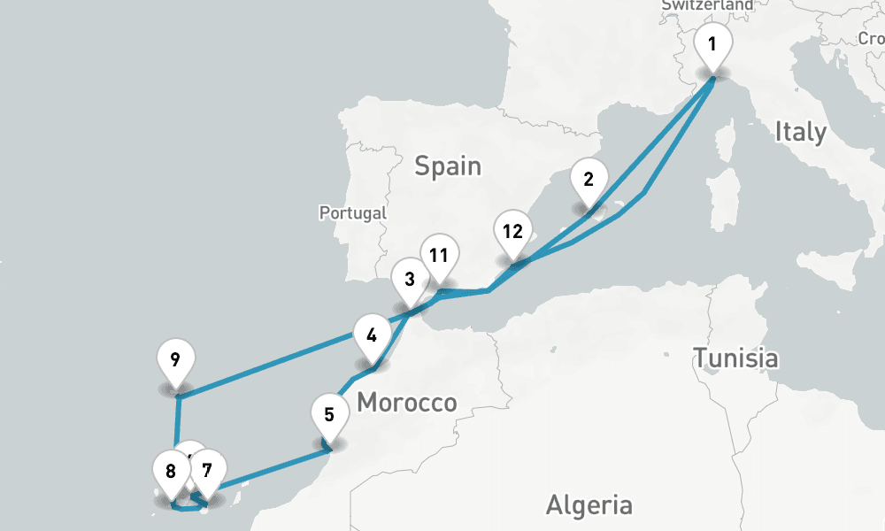 18 nights / 19 days, Savona Round trip