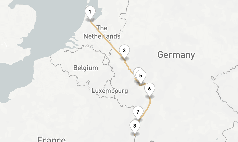 6 nights / 7 days, one-way from Amsterdam (Holland) to Breisach am Rhein