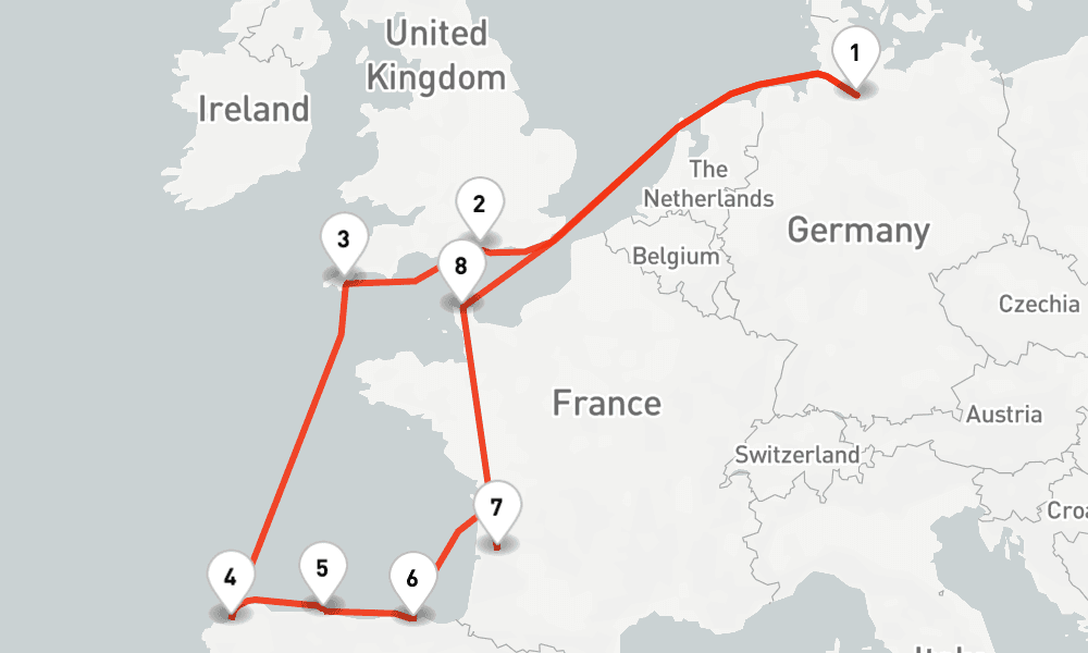 12 nights / 13 days, Hamburg Round trip