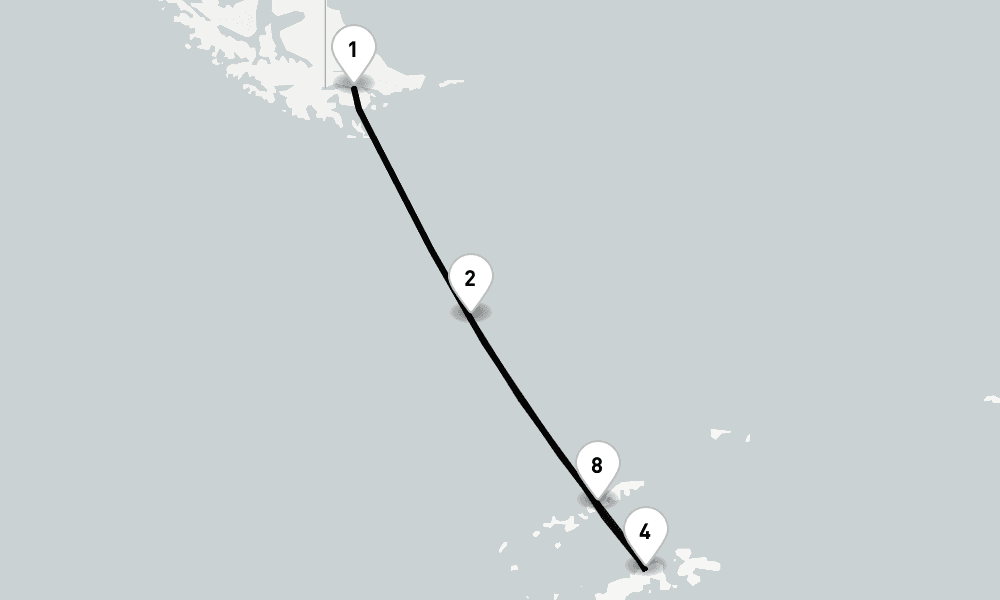 10 nights / 11 days, Puerto Williams (Navarino Island, Chile Antarctica) Round trip