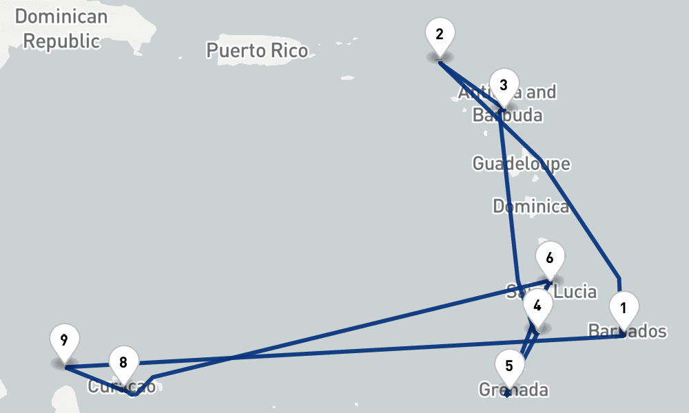 14 nights / 15 days, Bridgetown (Barbados) Round trip