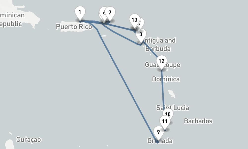 14 nights / 15 days, San Juan (Puerto Rico) Round trip