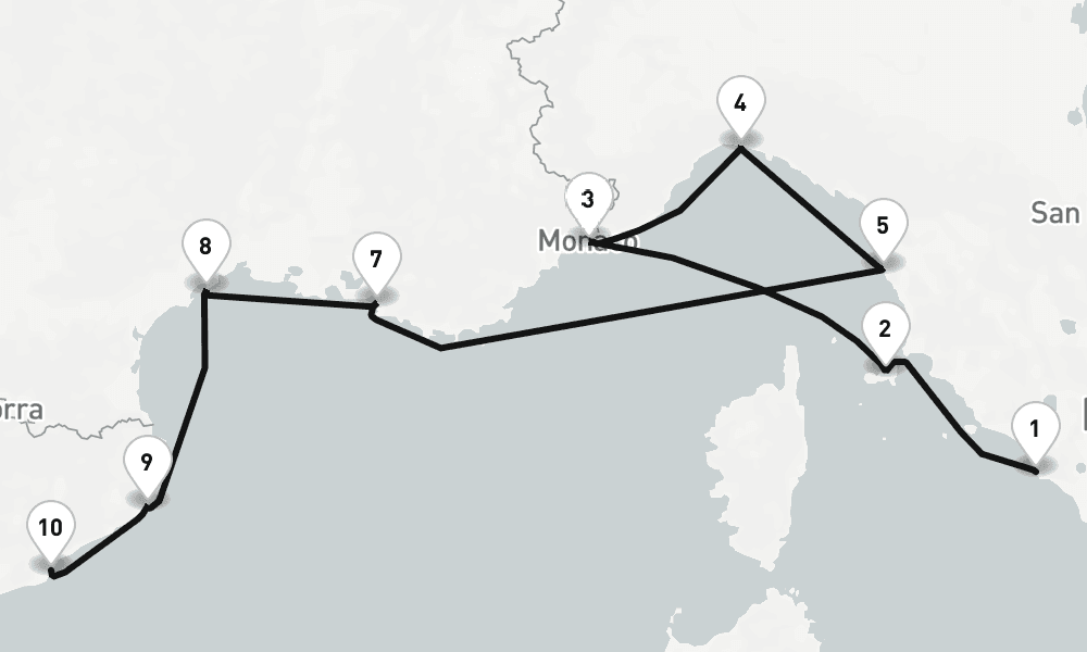 11 nights / 12 days, one-way from Civitavecchia (Rome, Italy) to Barcelona