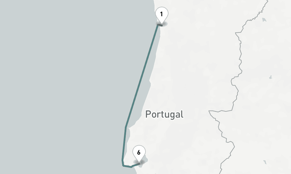 7 nights / 8 days, one-way from Porto to Lisbon