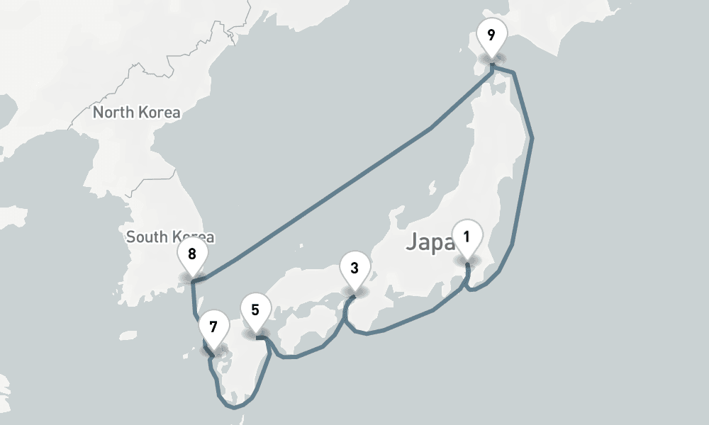 14 nights / 15 days, Tokyo Round trip