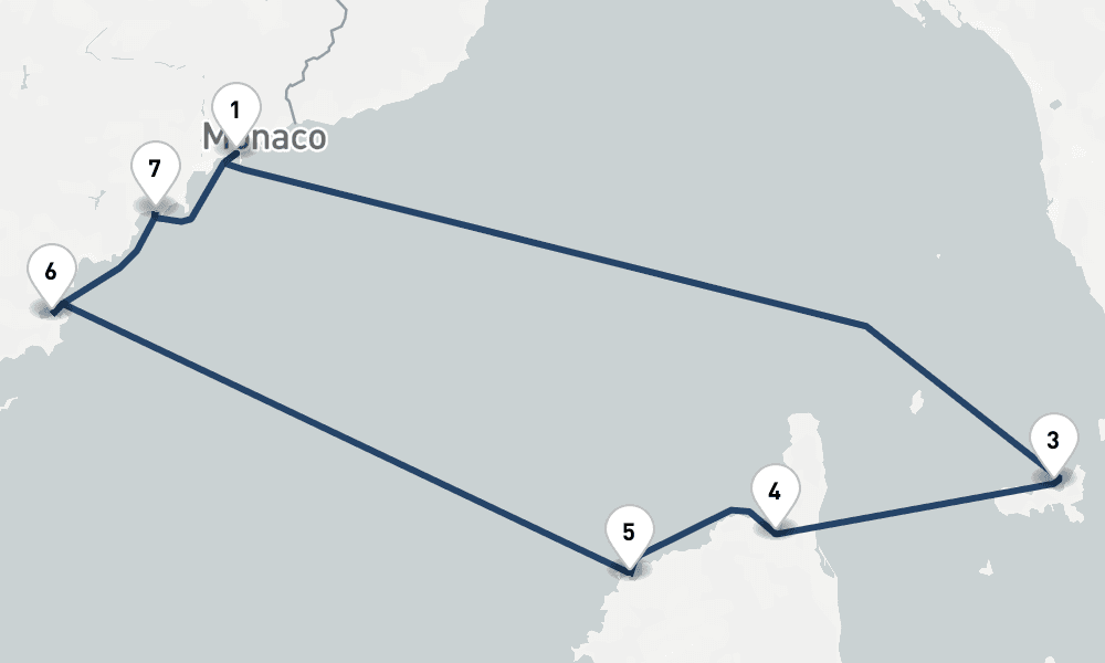 7 nights / 8 days, Villefranche-sur-Mer (Nice, France Riviera) Round trip
