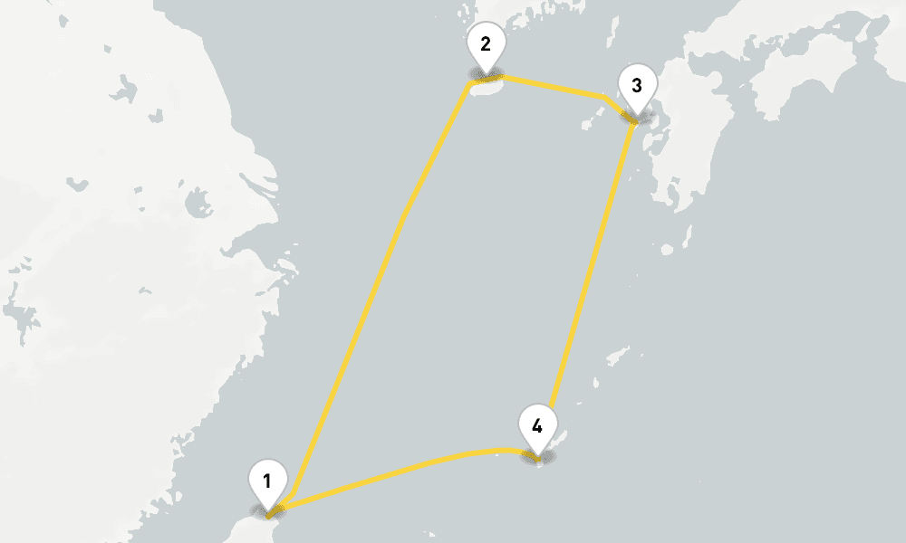 5 nights / 6 days, Keelung (Taipei, Taiwan) Round trip