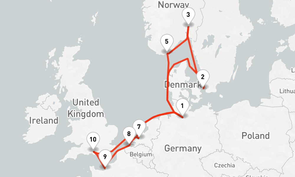 14 nights / 15 days, Hamburg Round trip