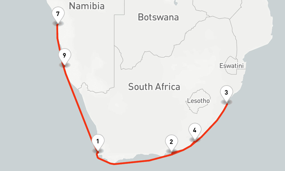 14 nights / 15 days, Cape Town Round trip