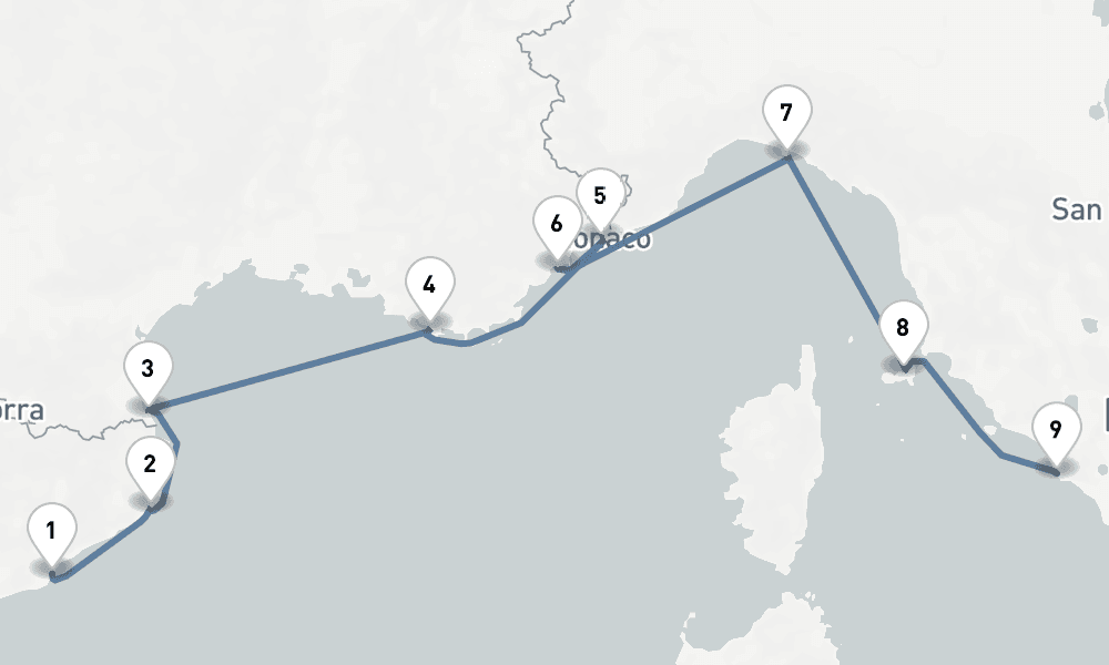 8 nights / 9 days, one-way from Barcelona to Civitavecchia (Rome, Italy)