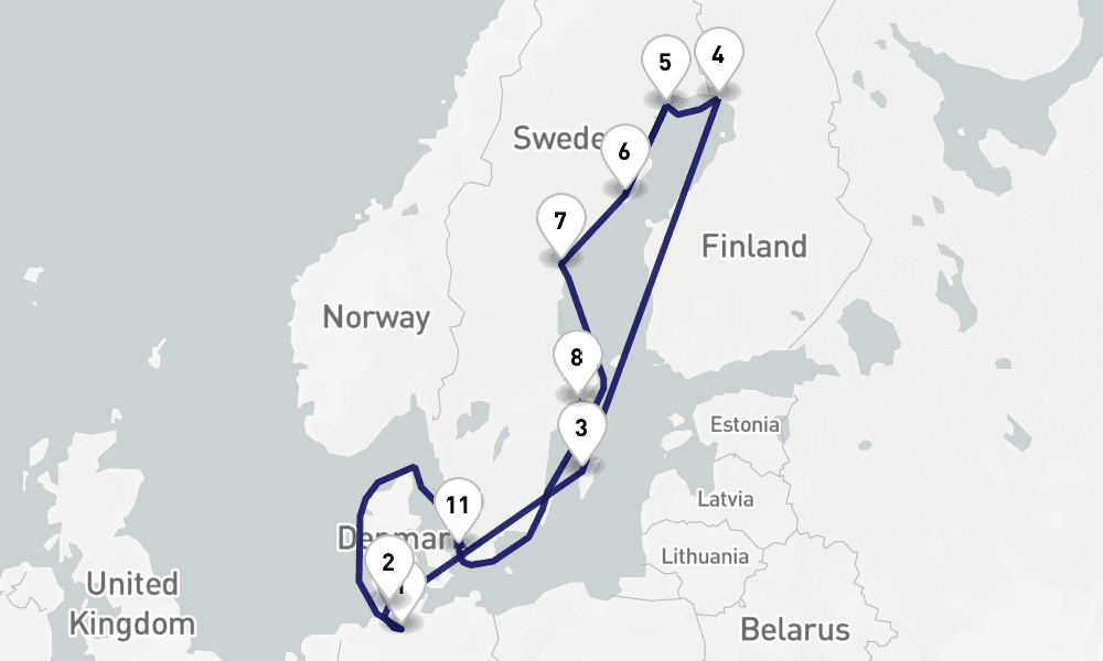 16 nights / 17 days, Hamburg Round trip