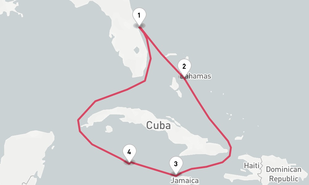 7 nights / 8 days, Port Canaveral (Orlando, Florida) Round trip