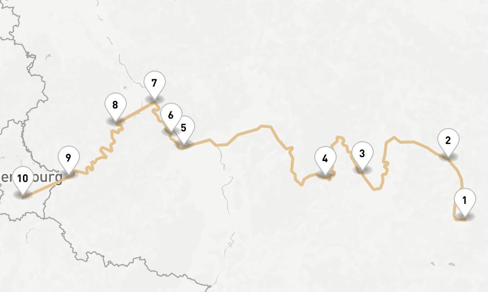 7 nights / 8 days, one-way from Nuremberg to Luxembourg